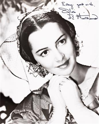 HAVILLAND, OLIVIA DE. Two items: Autograph Letter Signed, to playwright Clifford Odets * Photograph Signed and Inscribed.